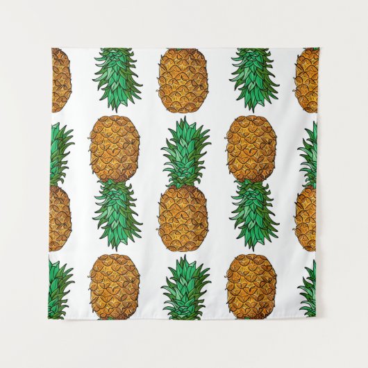Ananas met bladeren. Naadloos patroon met tropi Wandkleed (Voorkant)