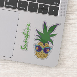 Ananas met blauwe zonnebril Aangepaste tekst Sticker