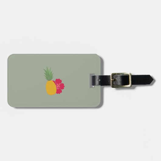 ananas met bloem bagagelabel (Voorkant horizontaal)