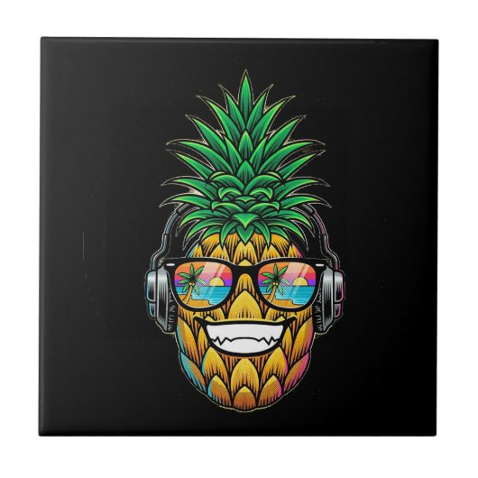 Ananas met bril tegeltje (Voorkant)
