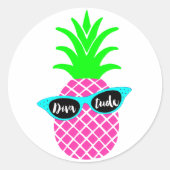 ananas met "DIVAtude" Ronde Sticker (Voorkant)