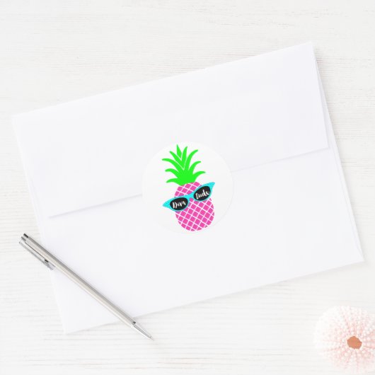 ananas met "DIVAtude" Ronde Sticker (Envelop)