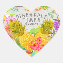 Ananas met Floral Hart Sticker