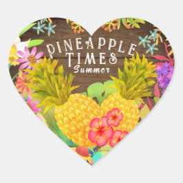 Ananas met Floral Hart Sticker