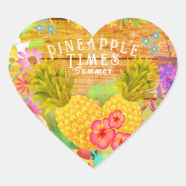 Ananas met Floral Hart Sticker
