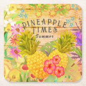 Ananas met Floral Kartonnen Onderzetters (Voorkant)