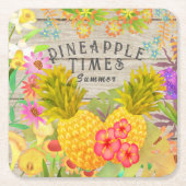 Ananas met Floral Kartonnen Onderzetters (Voorkant)