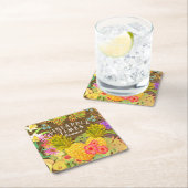 Ananas met Floral Kartonnen Onderzetters (Insitu)