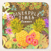 Ananas met Floral Kartonnen Onderzetters (Voorkant)