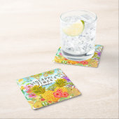 Ananas met Floral Kartonnen Onderzetters (Insitu)