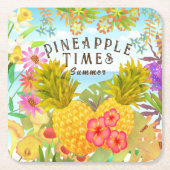 Ananas met Floral Kartonnen Onderzetters (Voorkant)