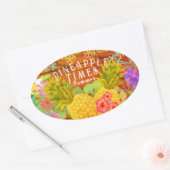 Ananas met Floral Ovale Sticker (Envelop)