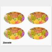 Ananas met Floral Ovale Sticker (Vel)