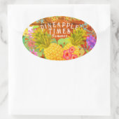 Ananas met Floral Ovale Sticker (Tas)
