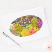 Ananas met Floral Ovale Sticker (Envelop)