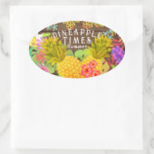 Ananas met Floral Ovale Sticker (Tas)