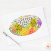 Ananas met Floral Ovale Sticker (Envelop)