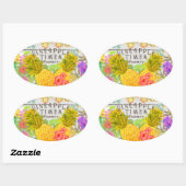 Ananas met Floral Ovale Sticker (Vel)