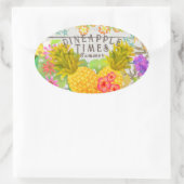 Ananas met Floral Ovale Sticker (Tas)