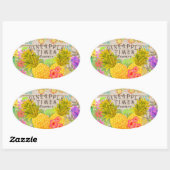 Ananas met Floral Ovale Sticker (Vel)