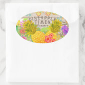 Ananas met Floral Ovale Sticker (Tas)