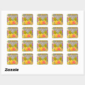 Ananas met Floral Vierkante Sticker (Vel)