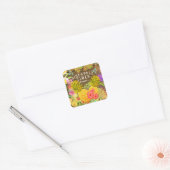 Ananas met Floral Vierkante Sticker (Envelop)