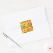 Ananas met Floral Vierkante Sticker (Envelop)