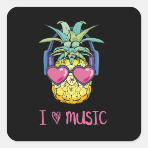 Ananas met glazen tropische vector illustratie vierkante sticker