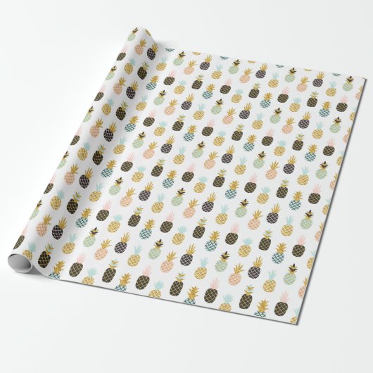 Ananas met gouden glitter, creatief patroon. cadeaupapier (Uitgerold)