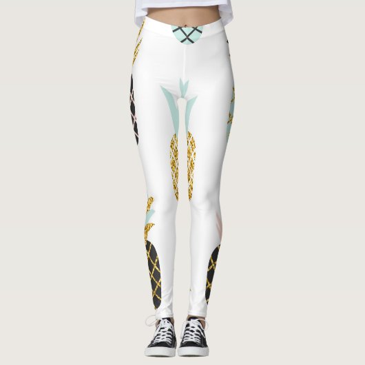 Ananas met gouden glitter, creatief patroon. leggings (Voorkant)