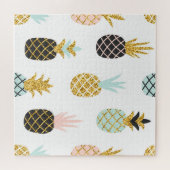 Ananas met gouden glitter, creatief patroon. legpuzzel (Horizontaal)
