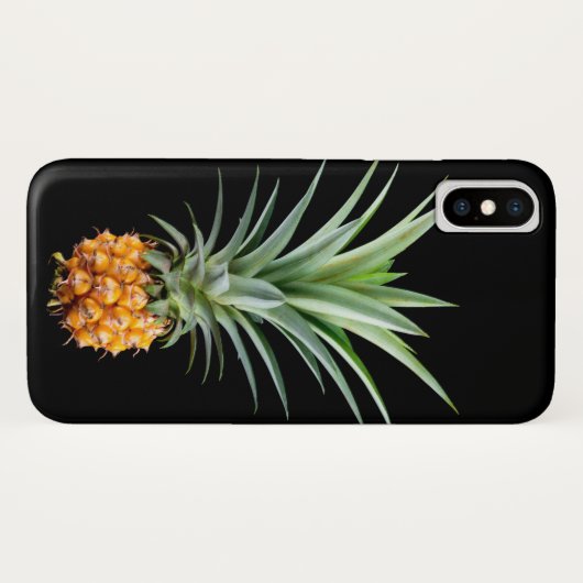 Ananas met groot haar op zwarte achtergrond Case-Mate iPhone case (Achterkant (horizontaal))