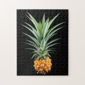 Ananas met groot haar op zwarte achtergrond legpuzzel (Verticaal)