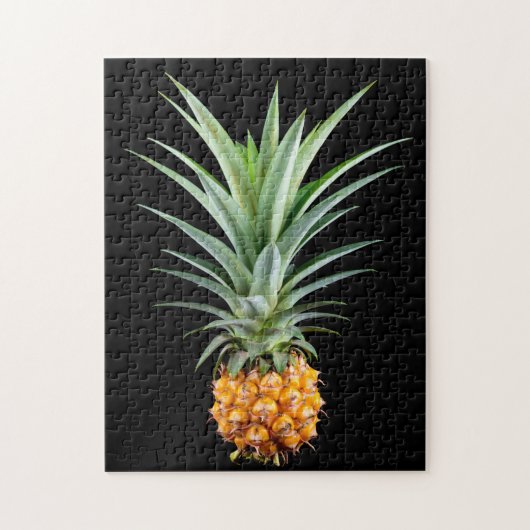 Ananas met groot haar op zwarte achtergrond legpuzzel (Verticaal)