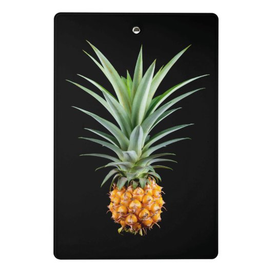 Ananas met groot haar op zwarte achtergrond mini klembord (Achterkant)