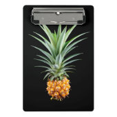 Ananas met groot haar op zwarte achtergrond mini klembord (Voorkant)