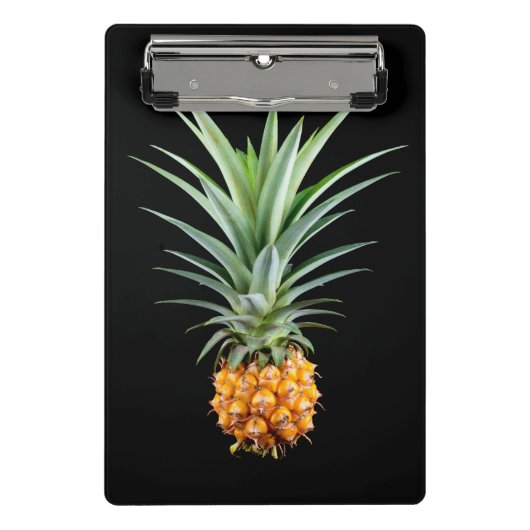 Ananas met groot haar op zwarte achtergrond mini klembord (Voorkant)