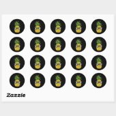 Ananas met hoofdtelefoon ronde sticker (Vel)