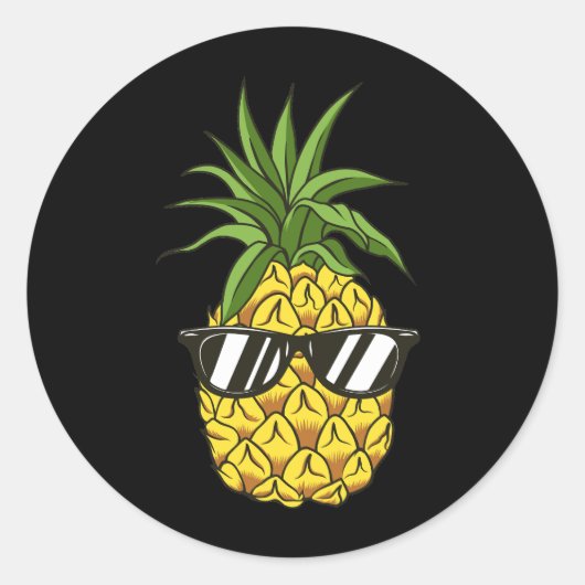 Ananas met hoofdtelefoon ronde sticker (Voorkant)