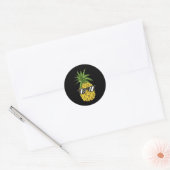 Ananas met hoofdtelefoon ronde sticker (Envelop)