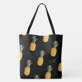 Ananas met jouw naam op zwart tote bag (Achterkant)