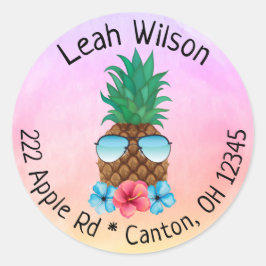 Ananas met label voor retour-adres zonnebril