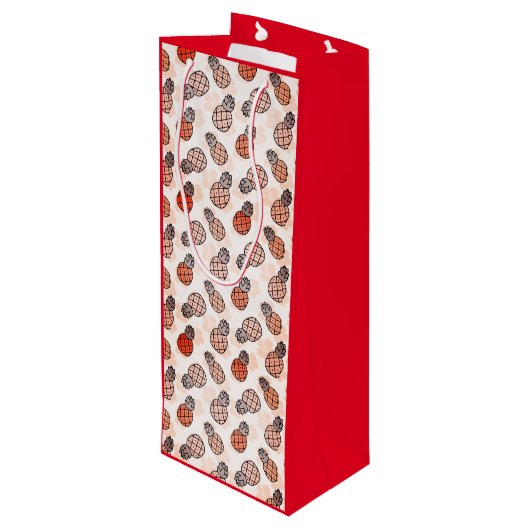  ananas met rode achtergrond wijn cadeautas (Achterkant Gekanteld)