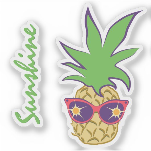 Ananas met rode zonnebril Aangepaste tekst Sticker (Voorkant)