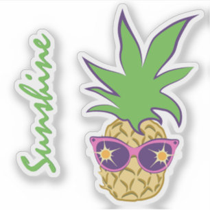 Ananas met Roze zonnebril Aangepaste tekst Sticker