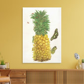 ananas met rupsbanden en vlinders (hand-c) canvas afdruk (Insitu (Woonkamer))