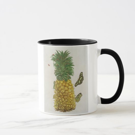 ananas met rupsbanden en vlinders (hand-c) mok (Rechts)