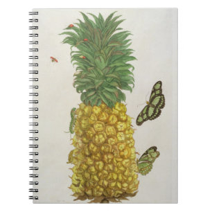 ananas met rupsbanden en vlinders (hand-c) notitieboek