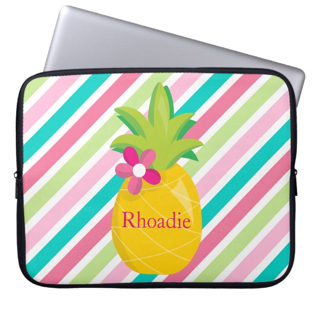  ananas met strepen laptop sleeve (Voorkant)